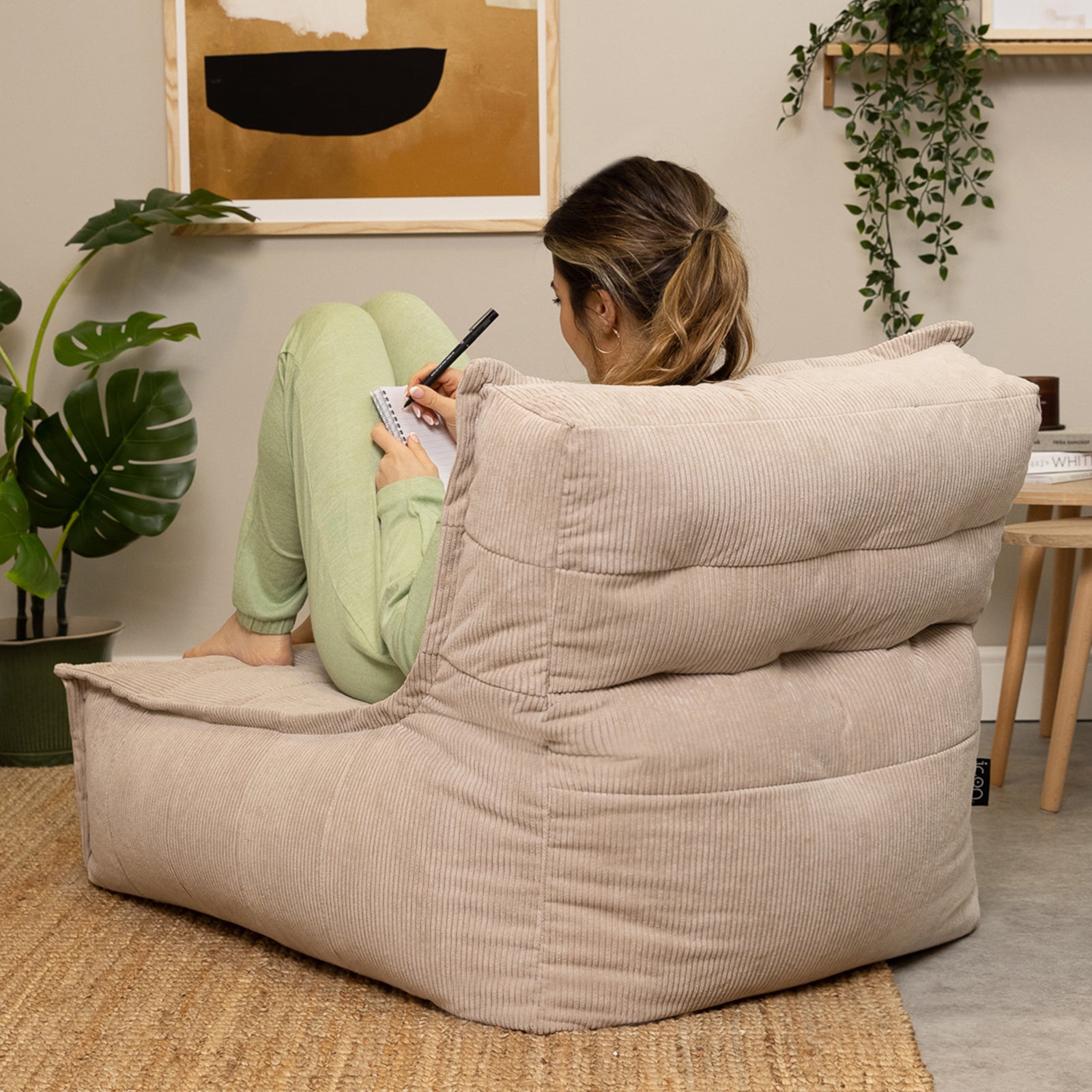 Otto Cord Lounger Set Of 5 Bean Bag Chair, Charcoal Grey