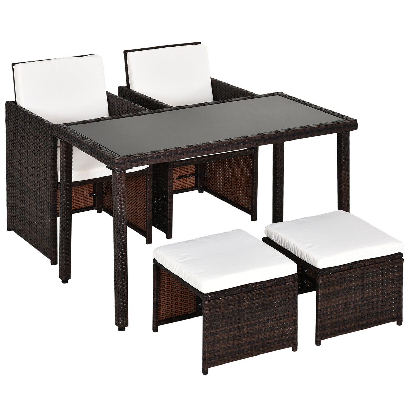 Rattan Garden Furniture Sofa Set W/ Table Chair Footrest | Brown