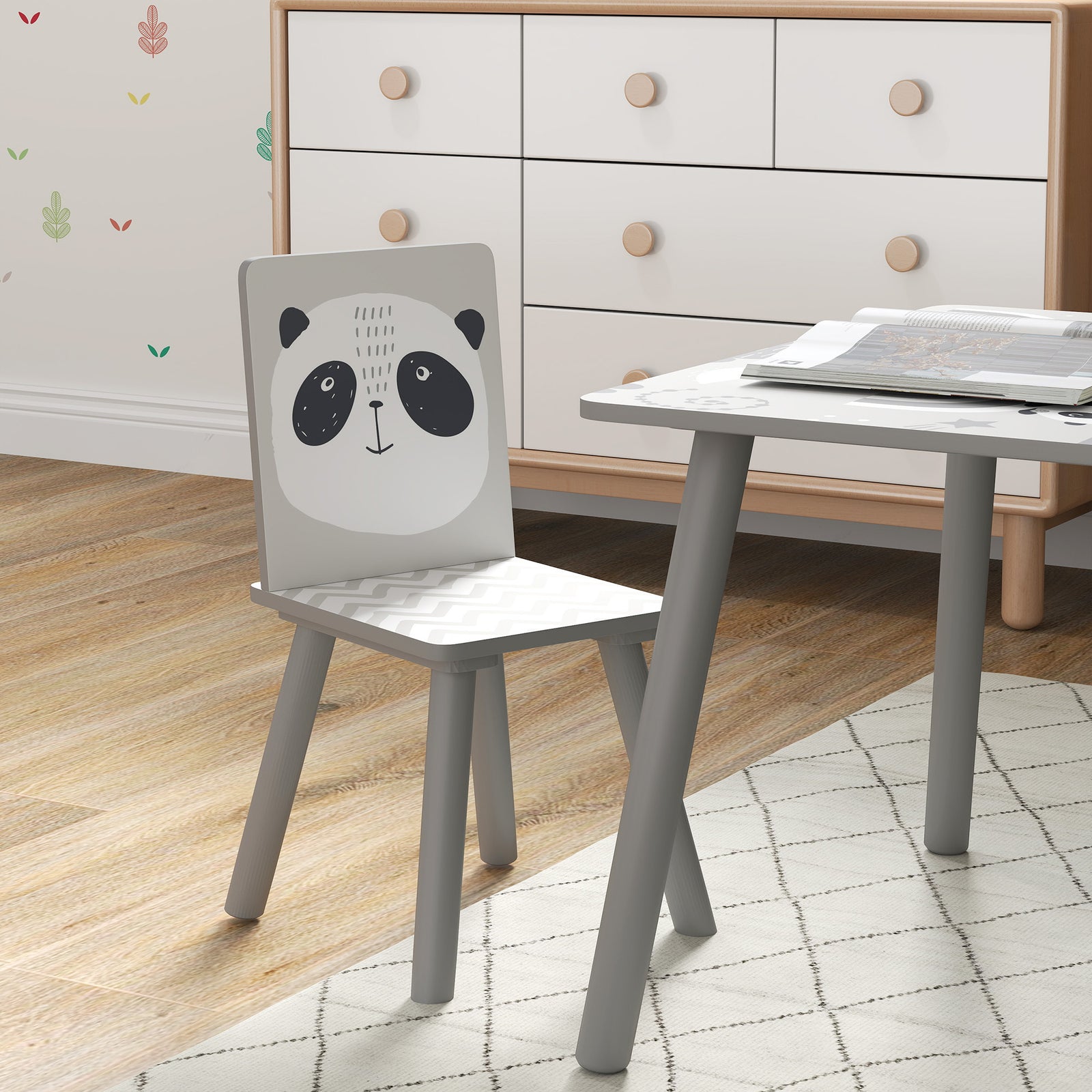 Kids Table And Chair Set, Toddler Table With 2 Chairs, Grey