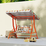 Kids Porch Swing With Seat Belts, Adjustable Canopy, Orange