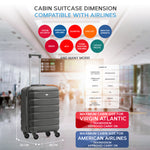 56x36x23cm Lightweight 4 Wheel Carry-on Cabin Suitcase 30+ Airline Approved - Overhead Luggage | 56 x 36 x 23cm | Charcoal