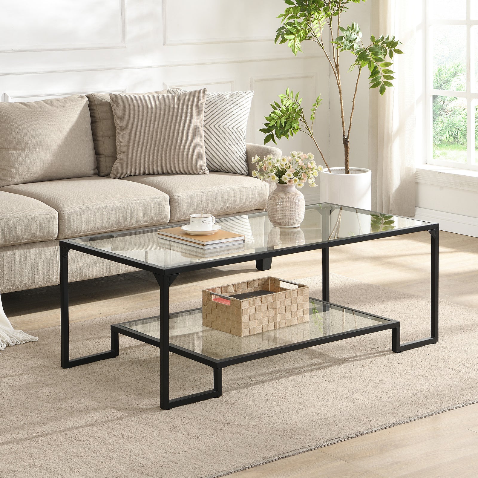 Vertex Rectangular Coffee Table With Shelf