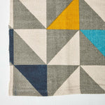 Copenhagen Blue, Yellow And Grey 100% Cotton Geometric Style Scandi Printed Rug | 150cm x 220cm | Grey & White