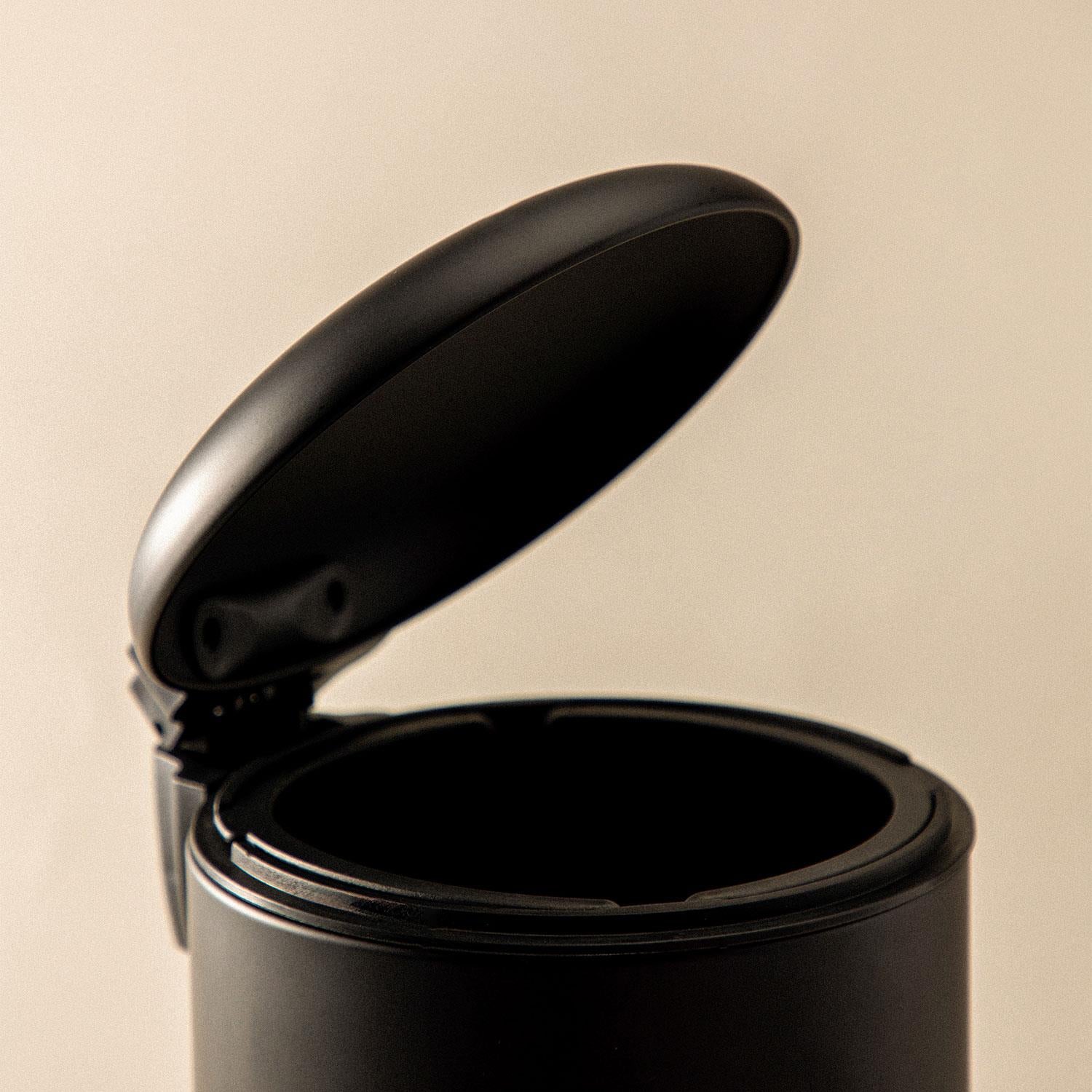 Bathroom Bin 3l, Pedal Soft-close Bucket Matt Black Essentials Collection