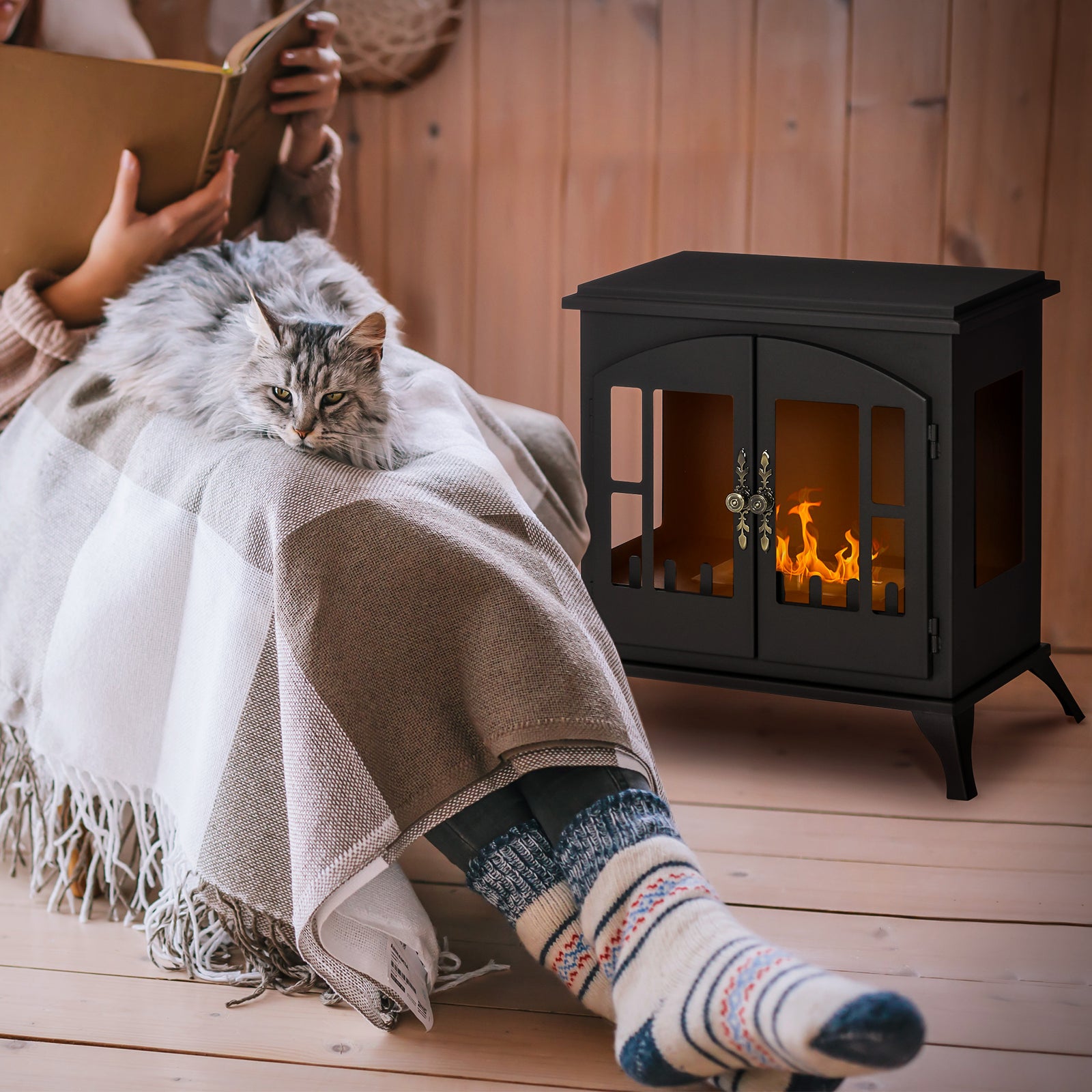 Ethanol Fireplace Stove Freestanding 0.9l Tank