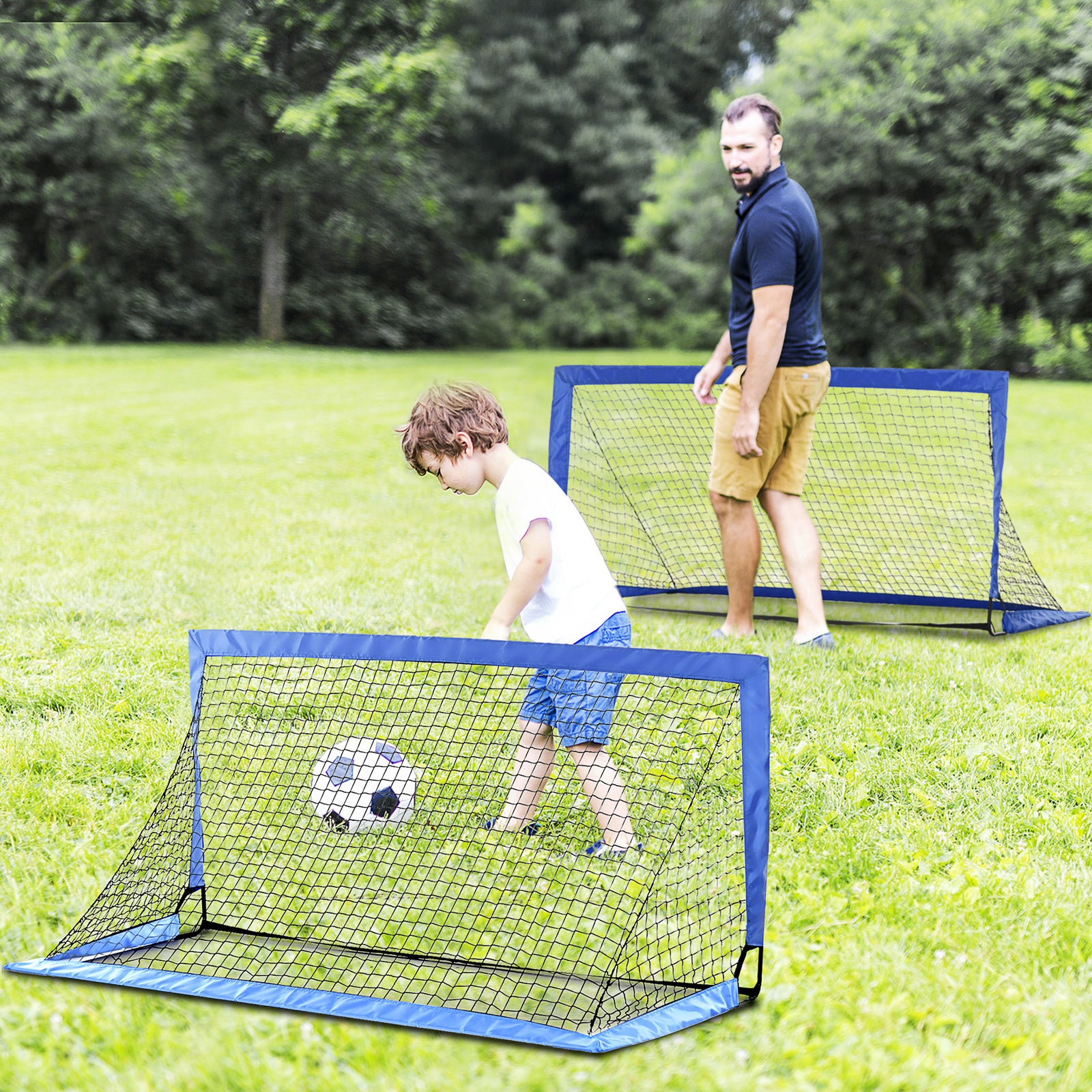 Folding Football Goal Net 6ft X 3ft All Weather Blue | Blue