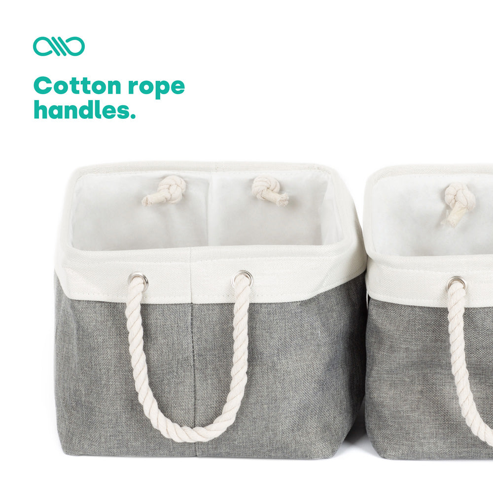 Livivo Large Fabric Storage Baskets With Rope Handles