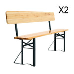 2 Pcs Contemporary Folding Wooden Garden Bench Outdoors