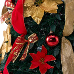 Breeins 180cm Pre-lit Decorated Christmas Tree With Red Bow, Ribbons & Baubles