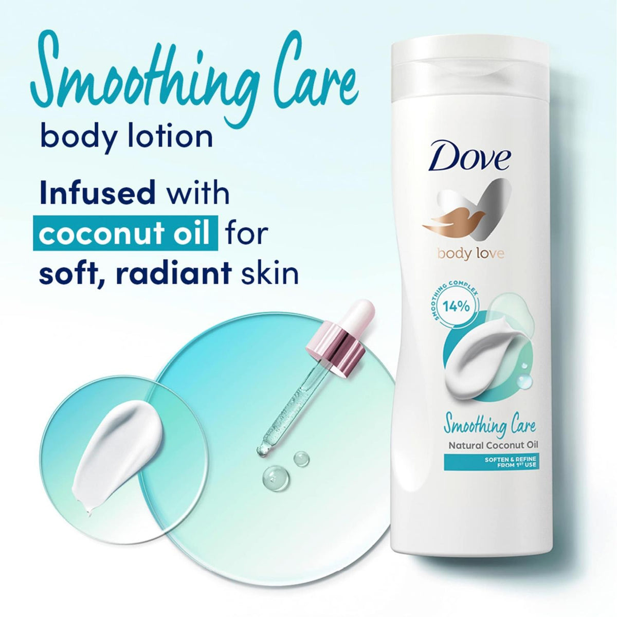 Body Love Smoothing Care Body Lotion With Coconut Oil, 12 X 400ml | Set of 12