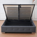 The Oslo Grey Linen Tufted Ottoman Bed Frame | Double | Grey