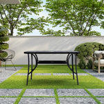 Garden Tempered Glass Wood Grain Coffee Table | Medium | Black