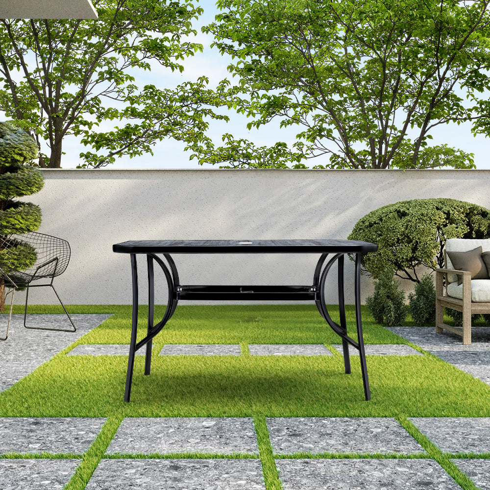Garden Tempered Glass Wood Grain Coffee Table | Medium | Black