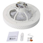 48cm Dia Led Ceiling Fan Light With App & Remote Control, Modern White Dotted Iron Ceiling Light