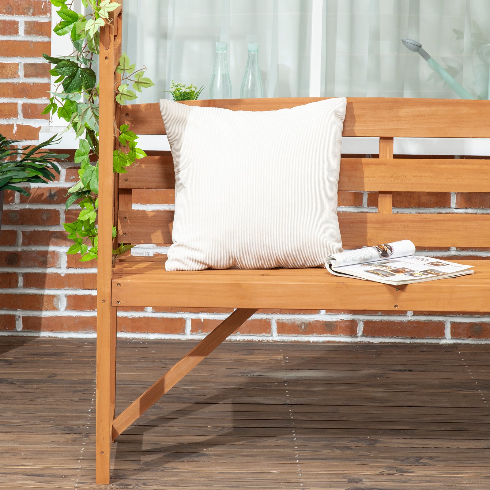 Patio Garden Bench Arbour Natural Wood