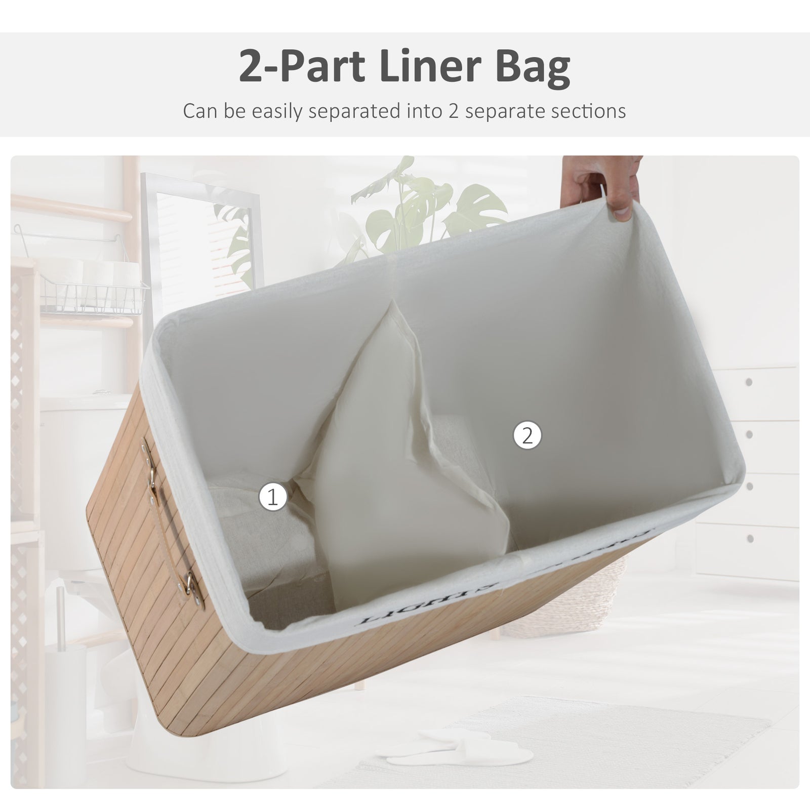 100l Laundry Hamper Large 100l Double Washing Clothes Basket | One Size | Natura