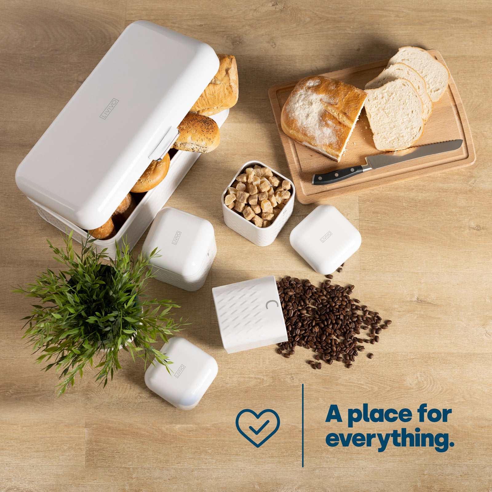 Taurus Bread Bin & Canister Set - White