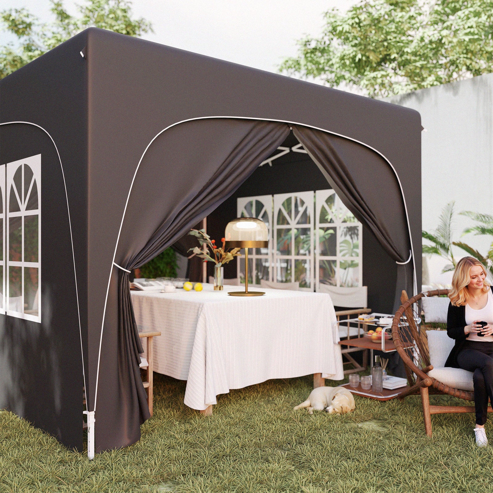 3x3m Pop Up Gazebo With Sides, Bag, Upf50+ | Black