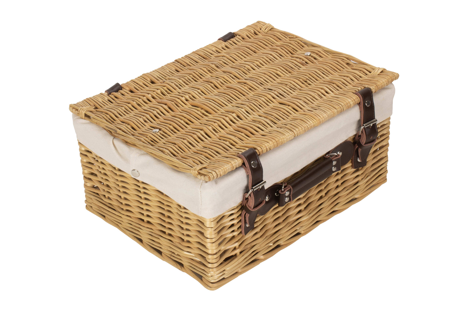 Wicker Buff 40cm Picnic Basket | White