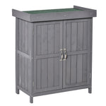 Wooden Garden Shed Double Door Tool Storage House | Dark Gray