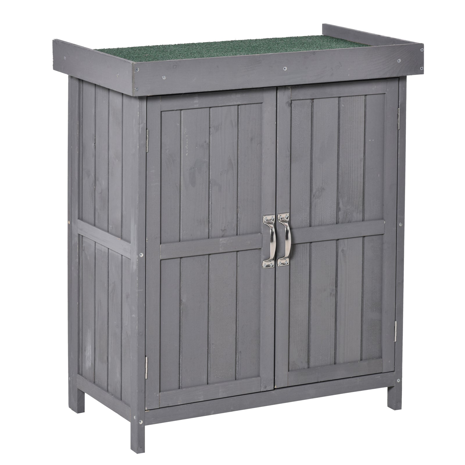 Wooden Garden Shed Double Door Tool Storage House | Dark Gray