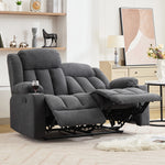 Lovell 2 Seat Manual Recliner Sofa With Cup Holders | Dark Grey