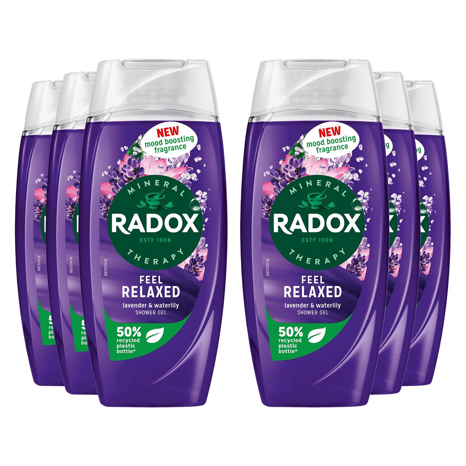 Mineral Therapy Shower Gel Feel Relaxed With Lovender & Waterlily, 225ml, 6pk | 6 | Purple
