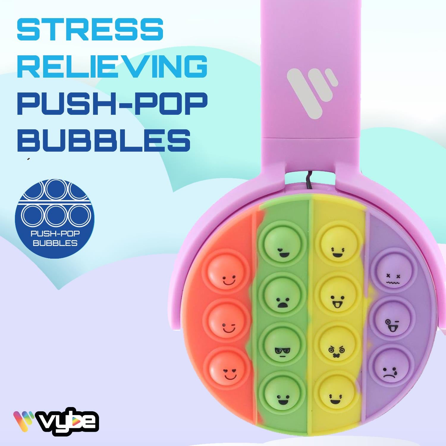 Push-pop Fidget Tool Aux Cable Wireless Kids Headset | Purple
