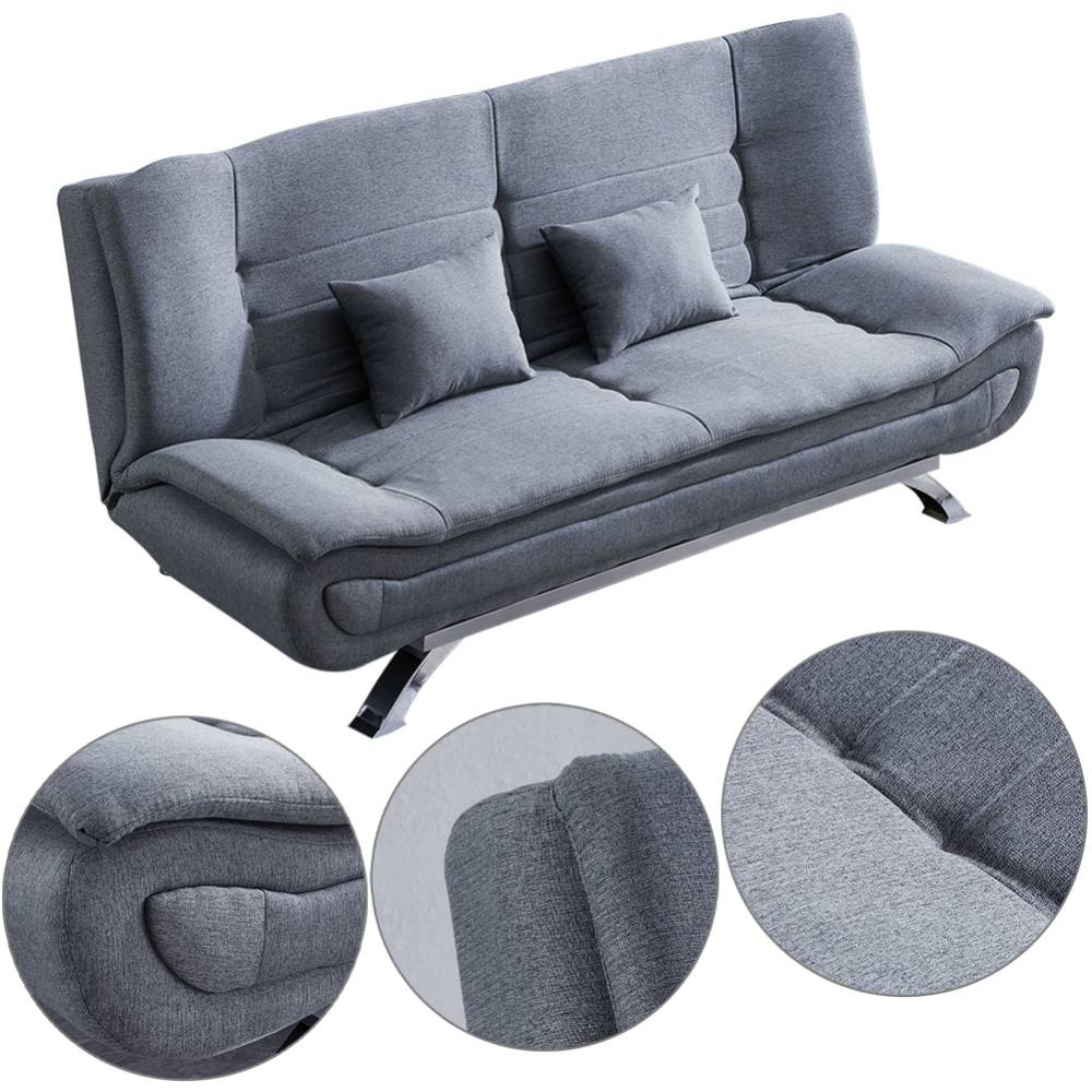 Linen Fabric 2-seat Convertible Sofa Bed With Pillows