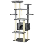 184cm Cat Tree For Indoor Cats, Modern Cat Tower With Cat Bed - Grey