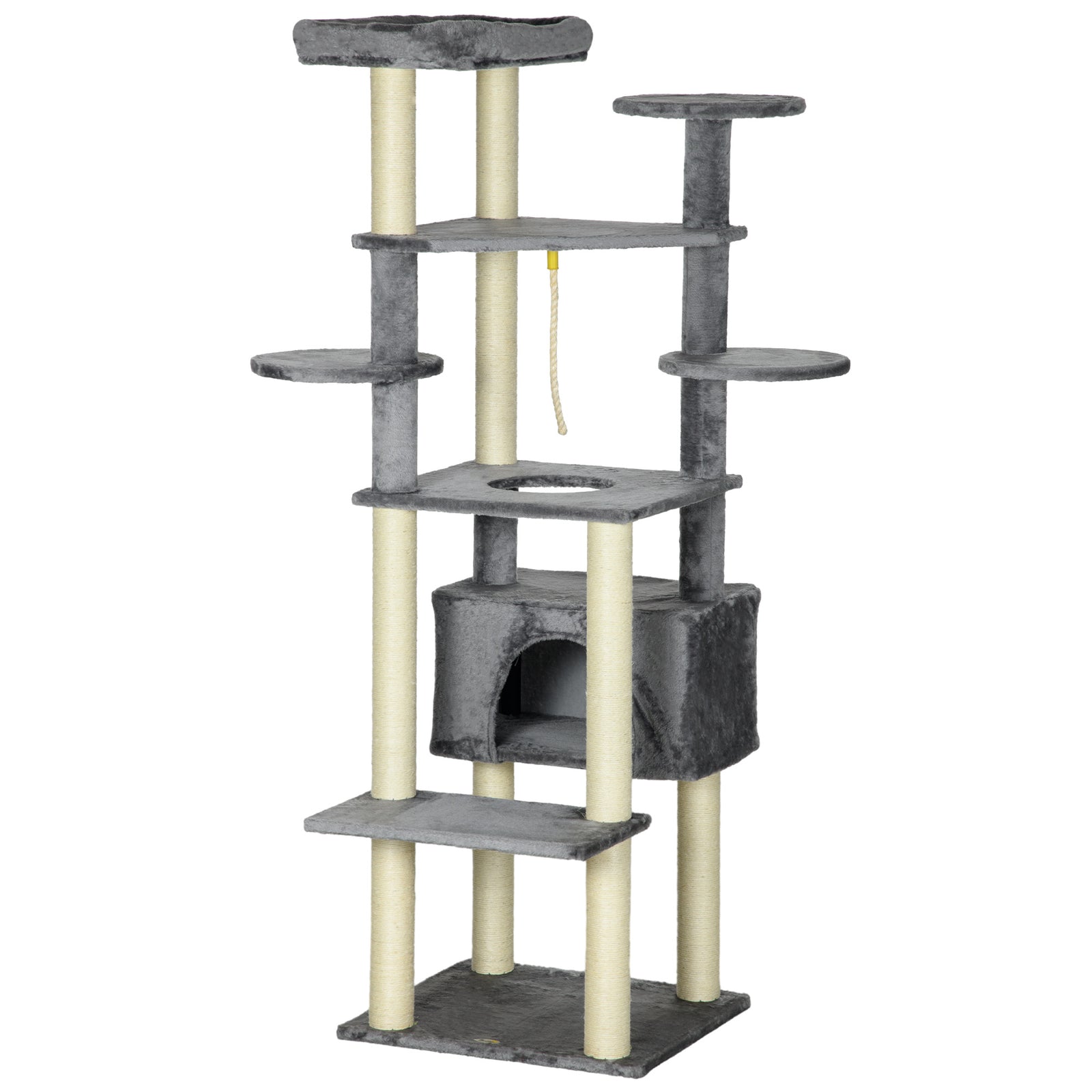 184cm Cat Tree For Indoor Cats, Modern Cat Tower With Cat Bed - Grey