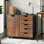 HOMCOM Modern Mobile 5-drawer Cabinet W/ Door, Office Storage Cabinet