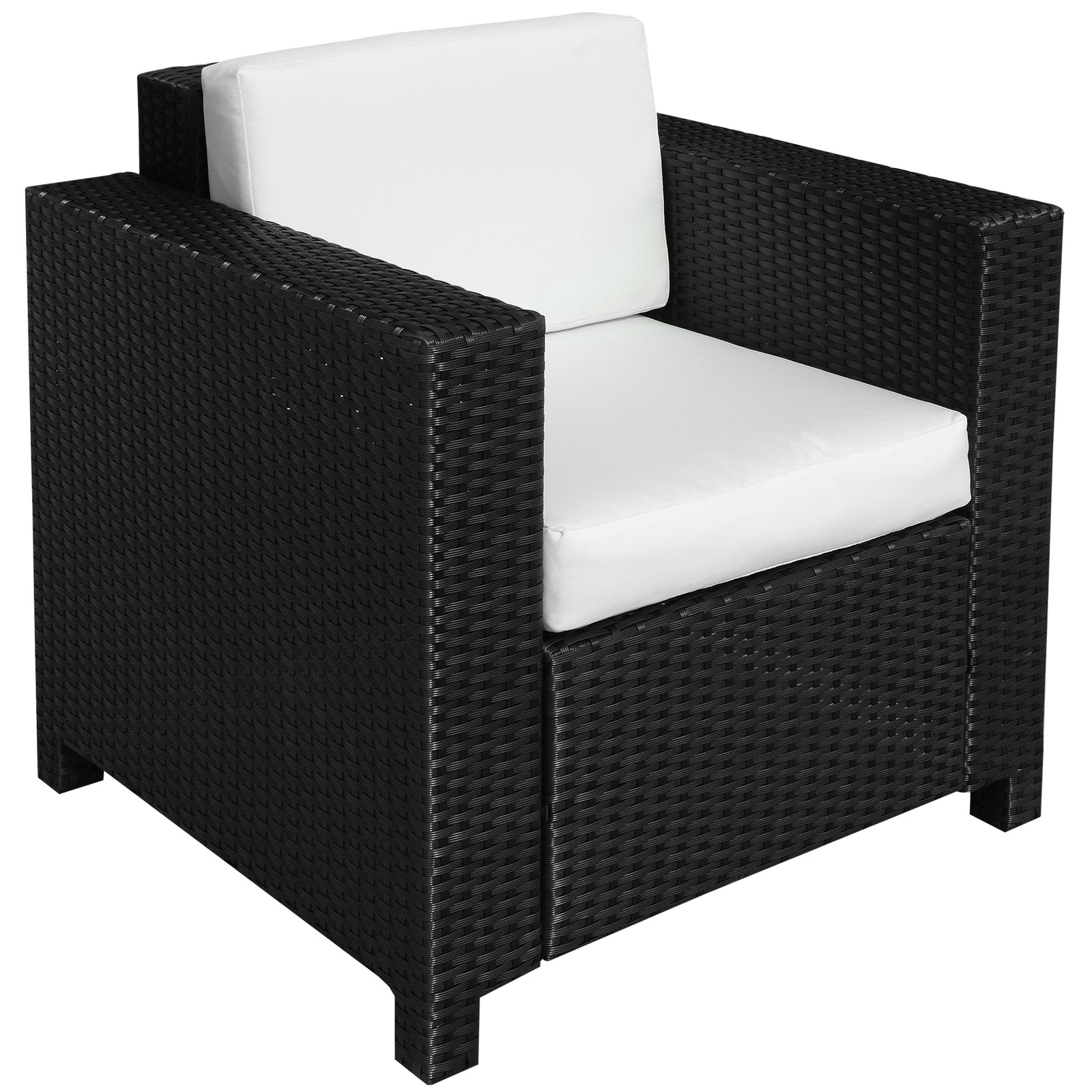 Patio Rattan Wicker Furniture Single Cube Chair Sofa Outdoor | Black