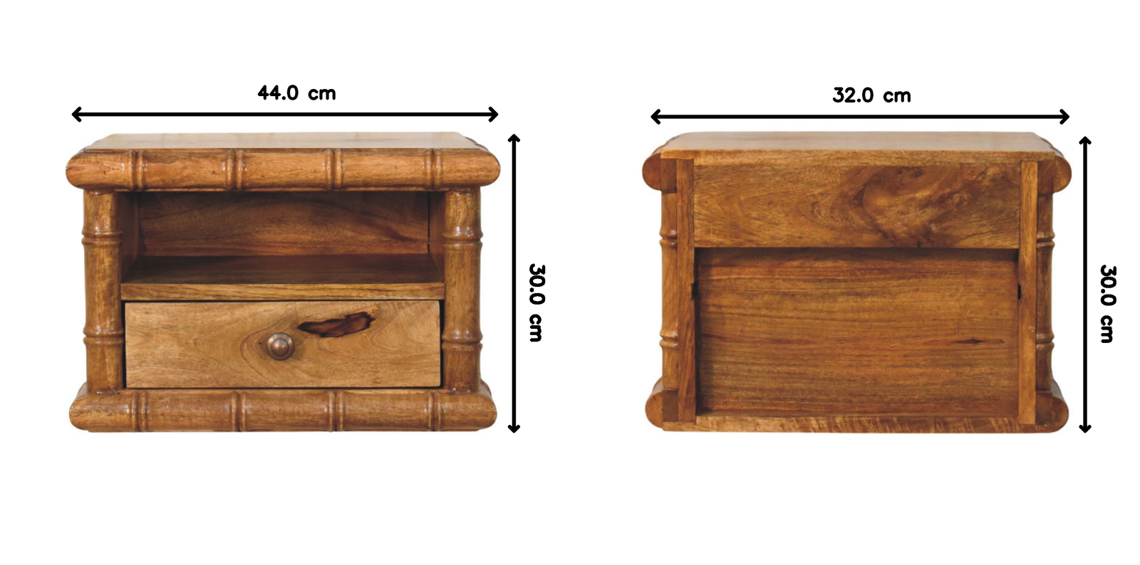 Bamboo Open Bedside In Amber Oak Finish, 1 Drawer, Brown