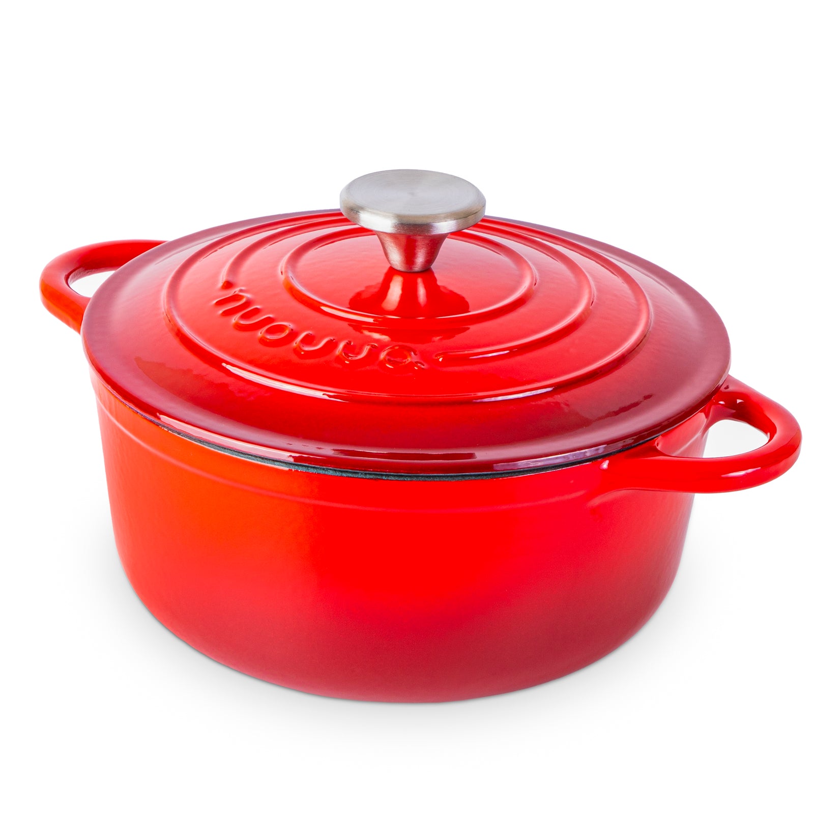 Cast Iron Dutch Oven Casserole Pot With Lid - 22cm (2.9l) | Red