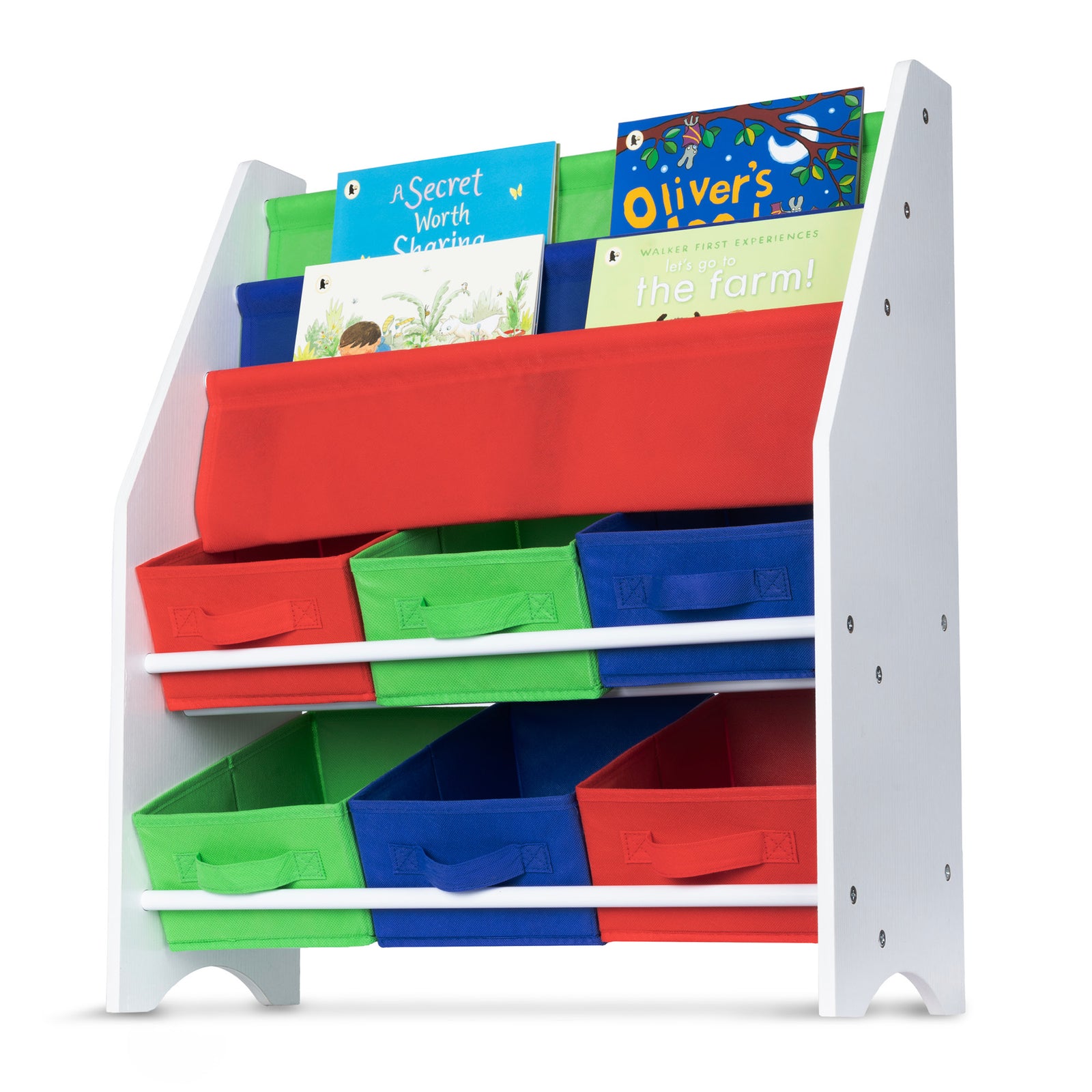 Childrens Toy Storage With Bookshelves - Rainbow