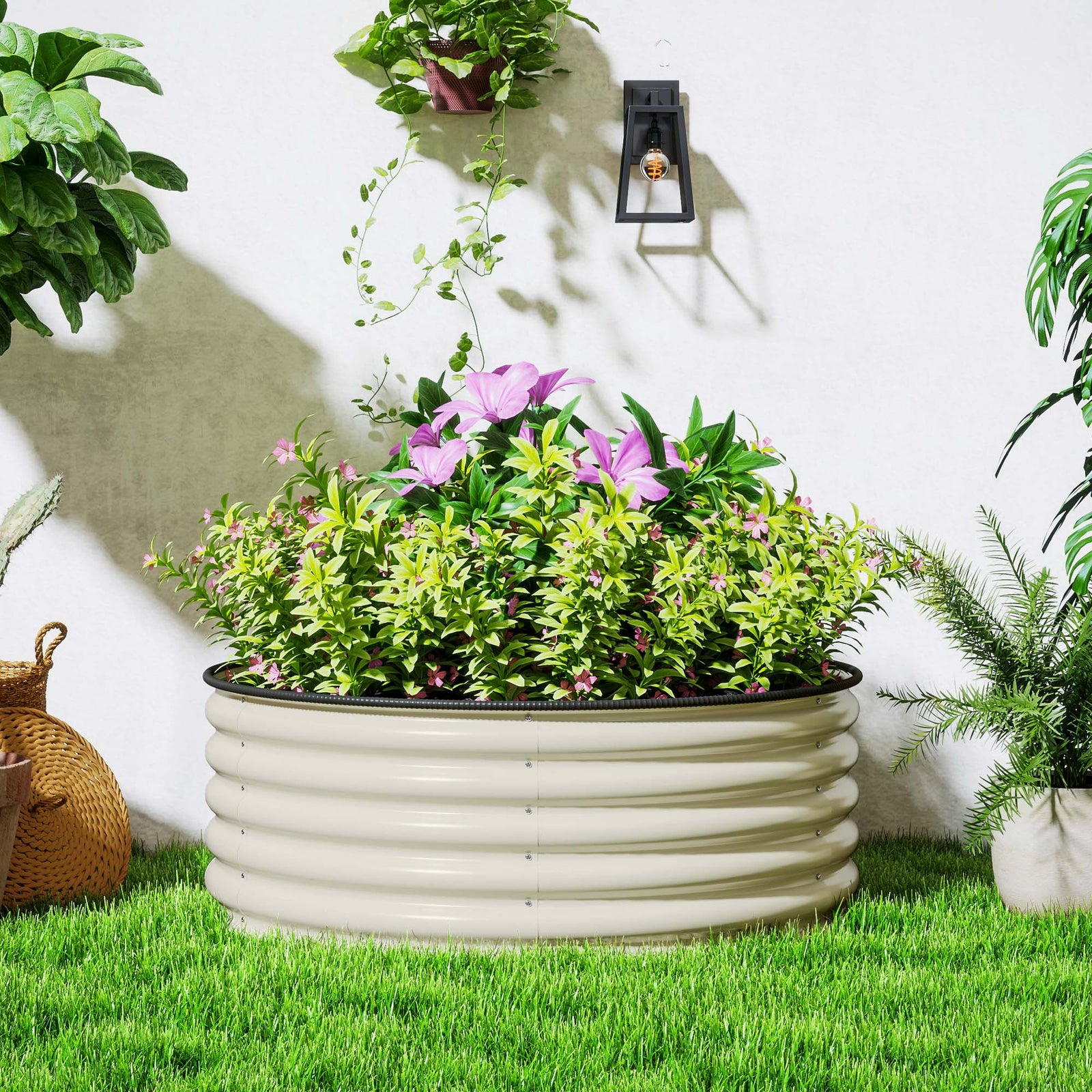 Galvanised Raised Bed With Safety Edging | Cream