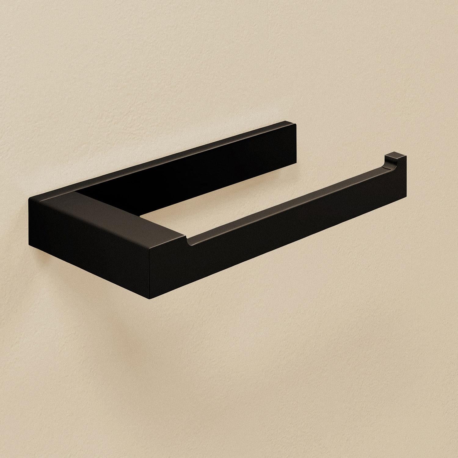 Toilet Roll Holder, Black Matt, Wall-mounted, 8,5 Cm. Collection The Grid