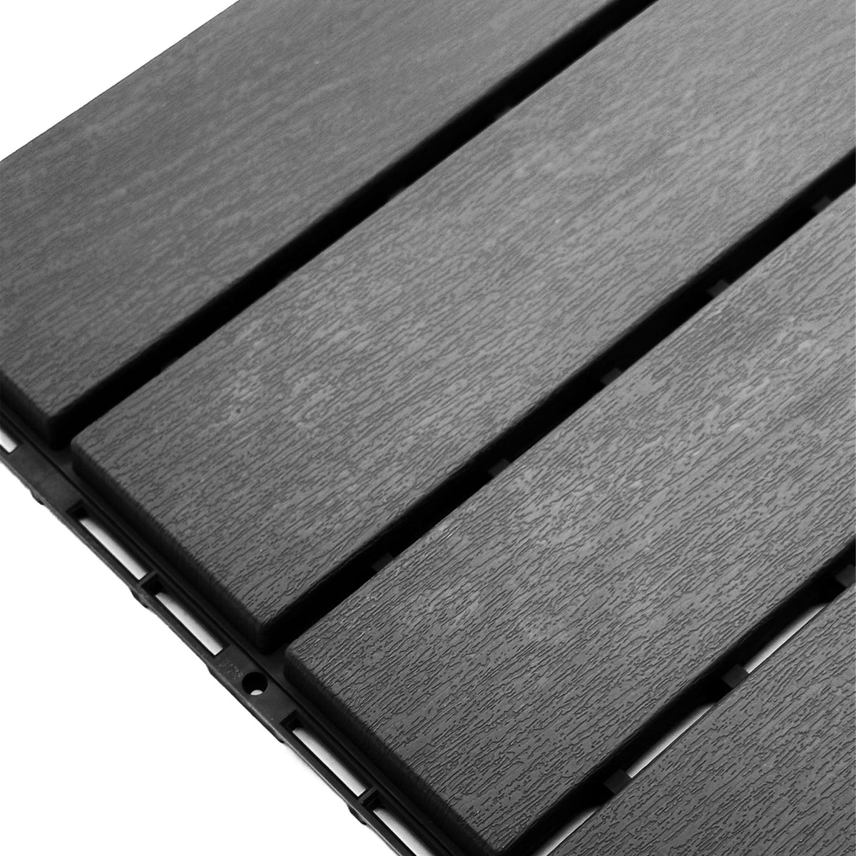 Polydeck Pvc Interlocking Decking Tiles - Black | Set of 1 | Black
