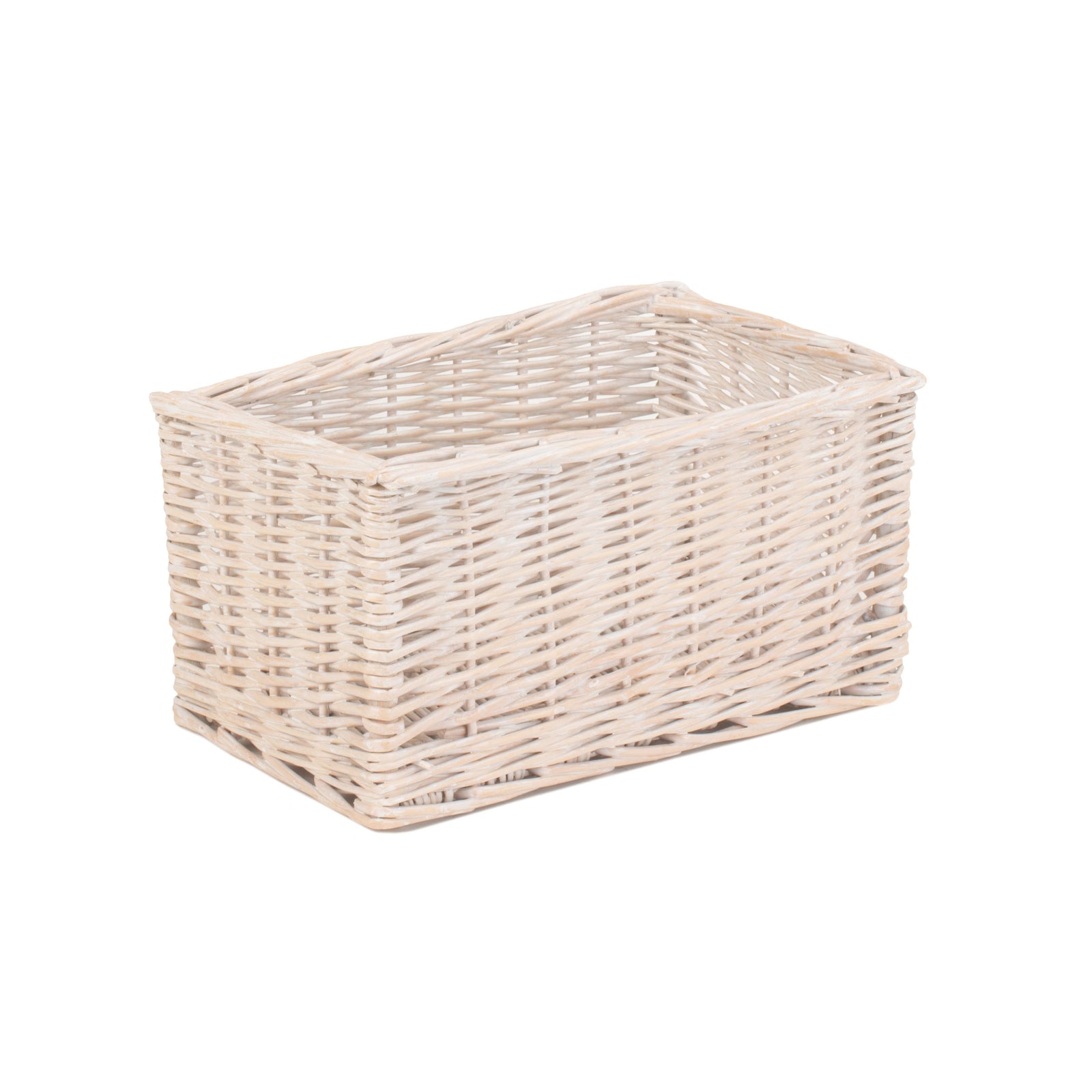 Wicker White Wash Storage Open Basket | Small | White