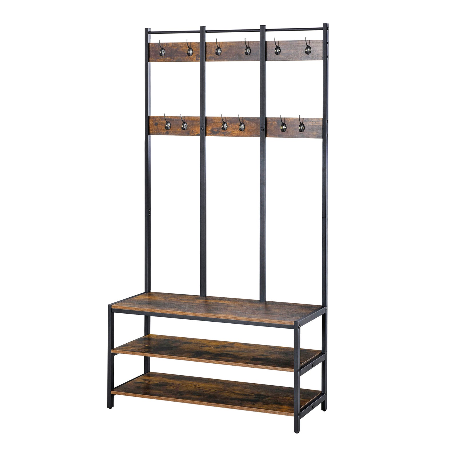 Entryway Coat Rack Hall Tree Shoe Bench 3 In 1 Design