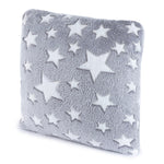 Grey Glow In The Dark Cushion With Star Pattern Soft Plush Bedroom