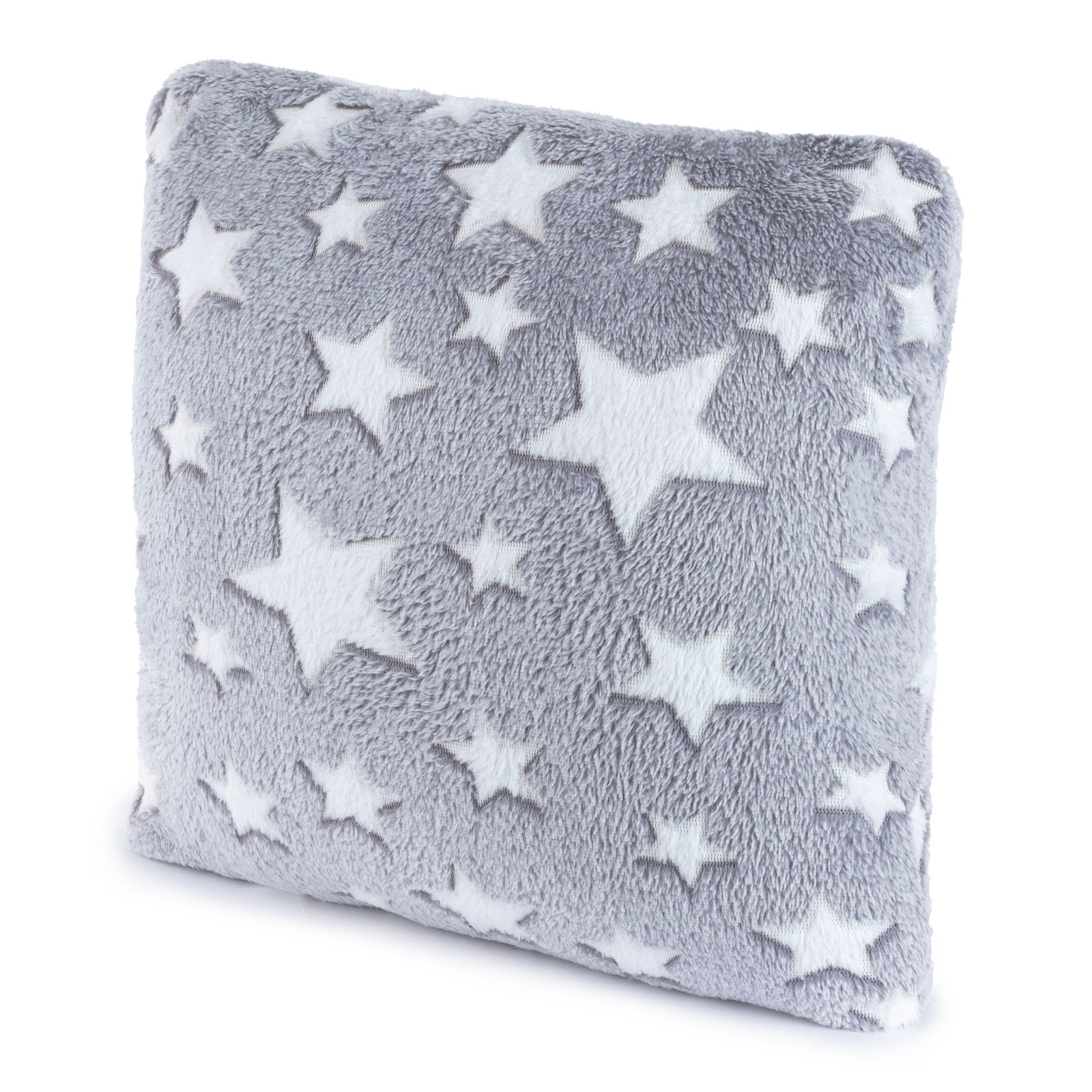 Grey Glow In The Dark Cushion With Star Pattern Soft Plush Bedroom