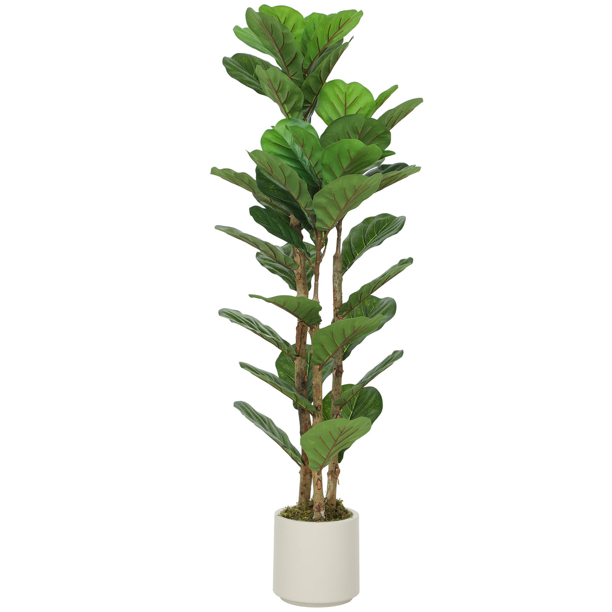 HOMCOM 120cm Artificial Fiddle Leaf Fig Tree With Solid Wood Trunks