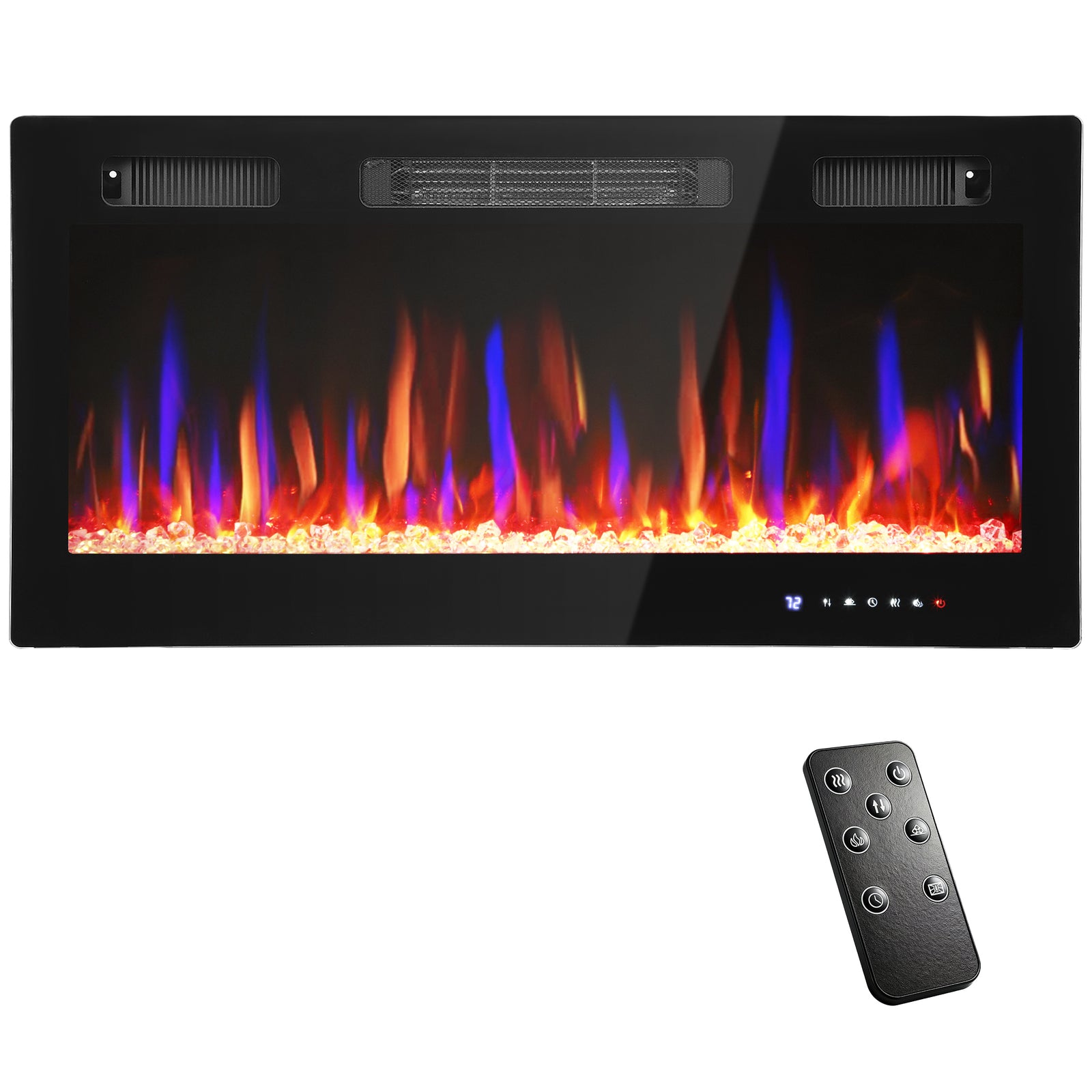 36" Wall Electric Fireplace, Slim Electric Fire, 1800w, Black