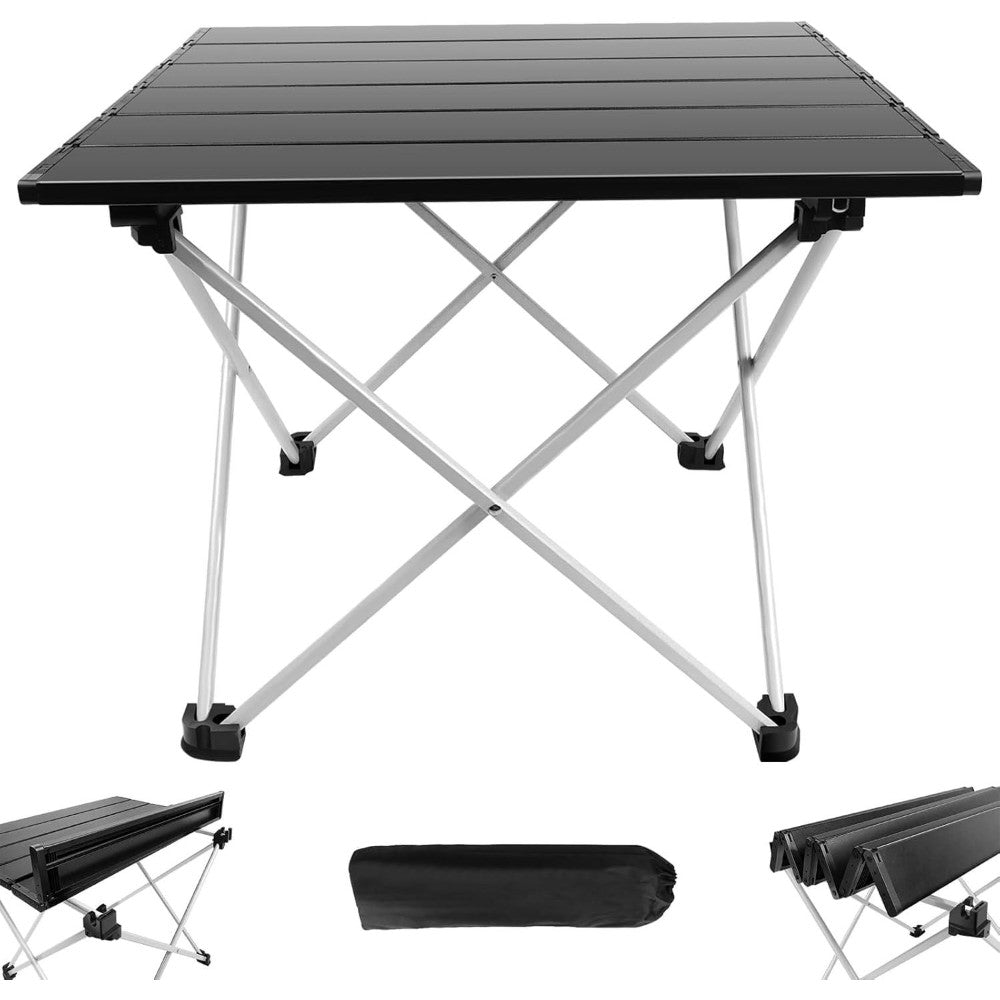 Dyzi Folding Aluminium Camping Table 35cm Portable Black