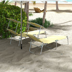 Reclining Sun Lounger Folding Recliner Garden Chair | Set of 2 | Beige