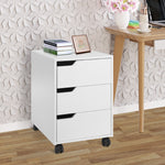 Mdf Mobile File Cabinet With 3 Drawers Locking Wheels | One Size | White