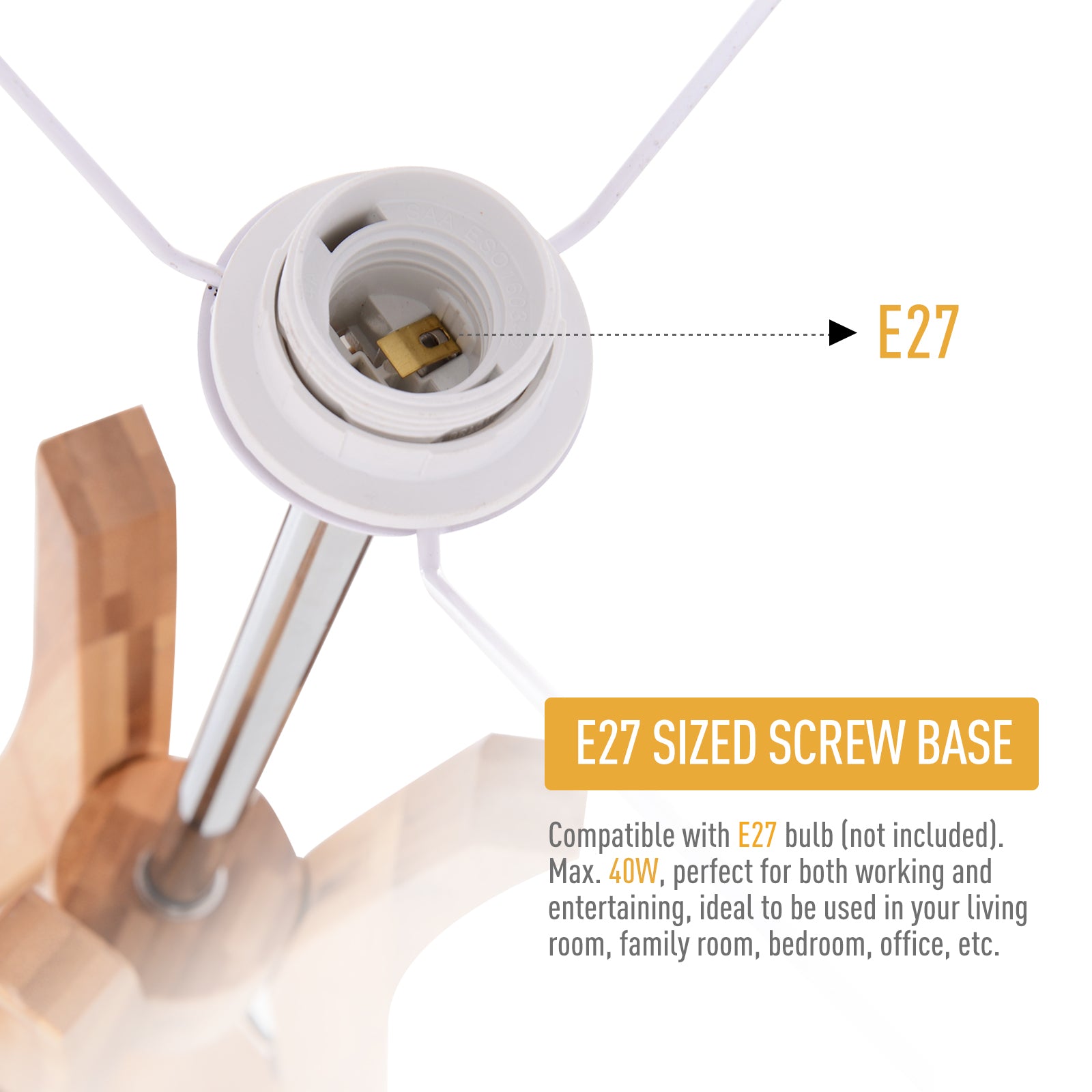 Tripod Floor Lamp Light E27 Base With Fabric Shade Shelf | One Size | Natura