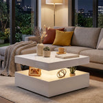 Led Coffee Table With Storage, Modern Centre Table | White